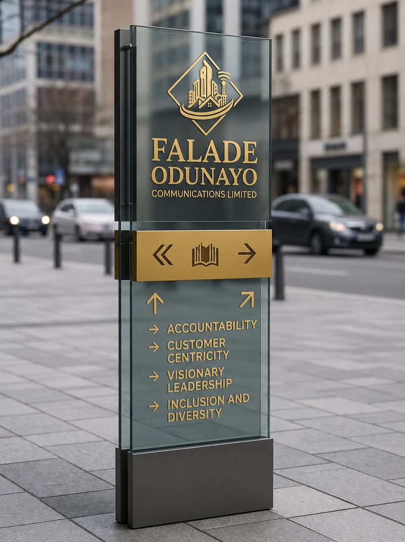 Falade Odunayo Communications Limited wayfinding sign